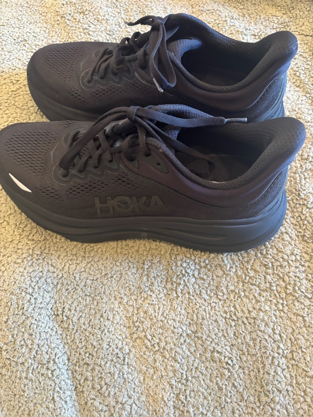 Hoka Bondi 9 Black Black Running Shoes Womens 9.5 B 1162012 BBLC Sneakers